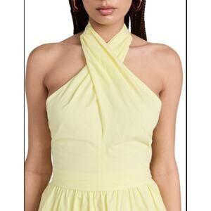 STAUD Kai Smocked Halter Top Sunray Yellow XS Cotton Tie Neck Criss Cross Neck